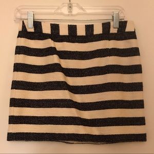 Cream and Navy Striped Mini Skirt